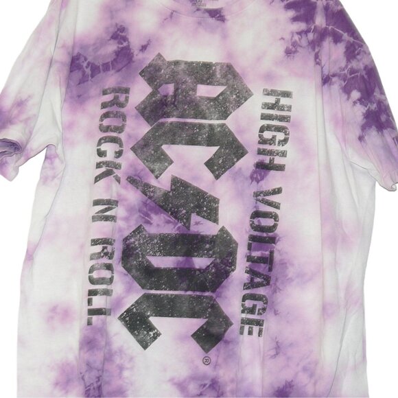 NWOT- AC/DC "HIGH VOLTAGE" Tie Dye Short Sleeve T-Shirt, Size Med & Large - Picture 2 of 4